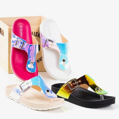 OUTLET Dámské černé holografické sandály se sponou Manila - obuv