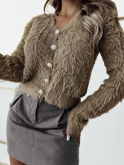 Royalfashion Коричневий жіночий кардиган на ґудзиках