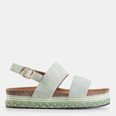 Зелені жіночі босоніжки на платформі Kodenia