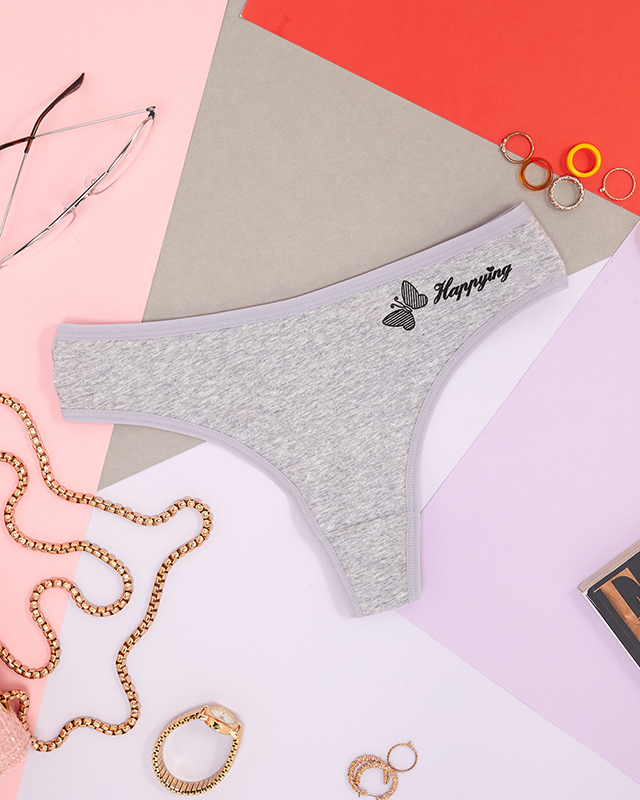 Klasická, bavlněná dámská tanga v šedé barvě - Spodní prádlo