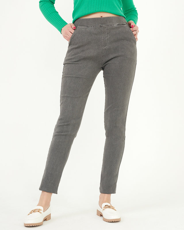 Šedé dámské úzké treginy - oblečení