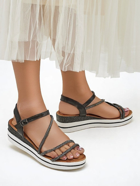 Dámské klínové sandály Royalfashion s třpytivými kamínky Ballosa