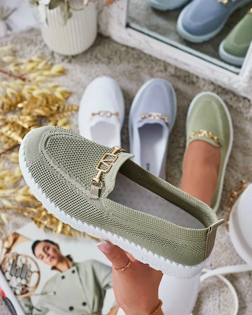 Royalfashion Жіночі тканинні мокасини із золотим декором Erticae