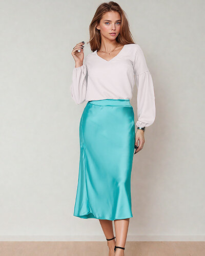 Royalfashion Dámská midi sukně a'la satén