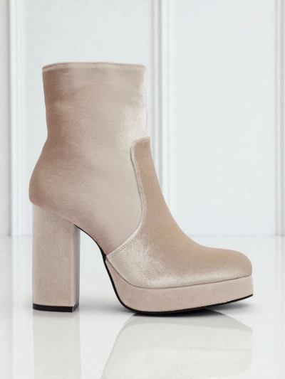 Dámské kotníkové boty na sloupku al'la Velur Miss