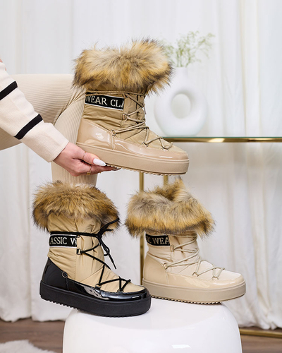 Royalfashion Světle hnědé nazouvací boty a'la snow boots for women Gomllo