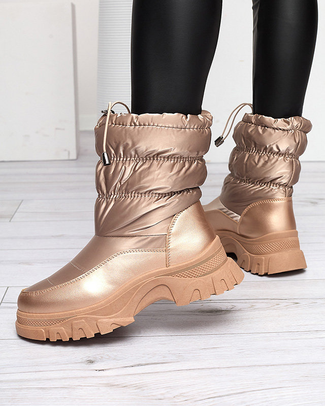 Růžově zlaté dámské prošívané sněhule Dessi - Obuv