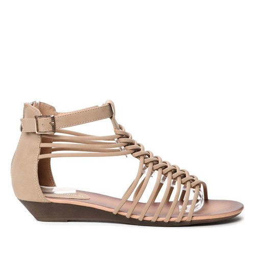 Бежеві босоніжки на низькому каблуці зі штучної шкіри Uasswerra - Взуття