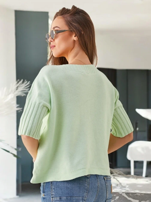 Royalfashion Жіночий в'язаний світшот з віскози з коротким рукавом