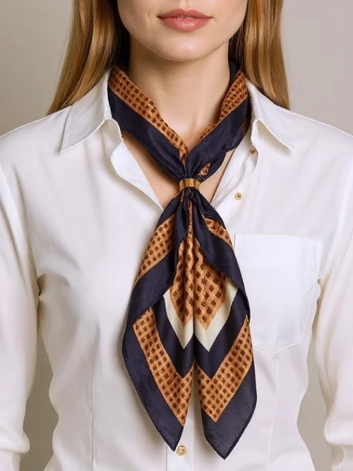 Apollonia – жіноча хустка з поліестеру, світло-коричнева, італійський стиль, 69x66 см