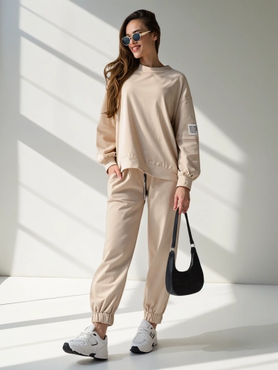 Royalfashion Жіночий бавовняний комплект з манжетами на щиколотках