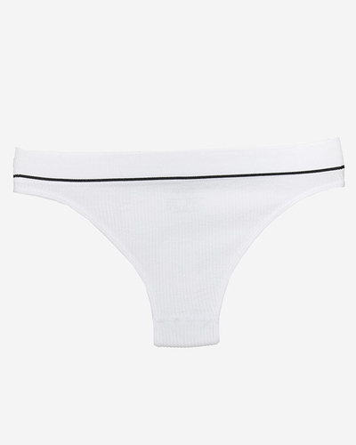 Жіночі білі трусики в рубчик зі спортивними написами - Нижня білизна