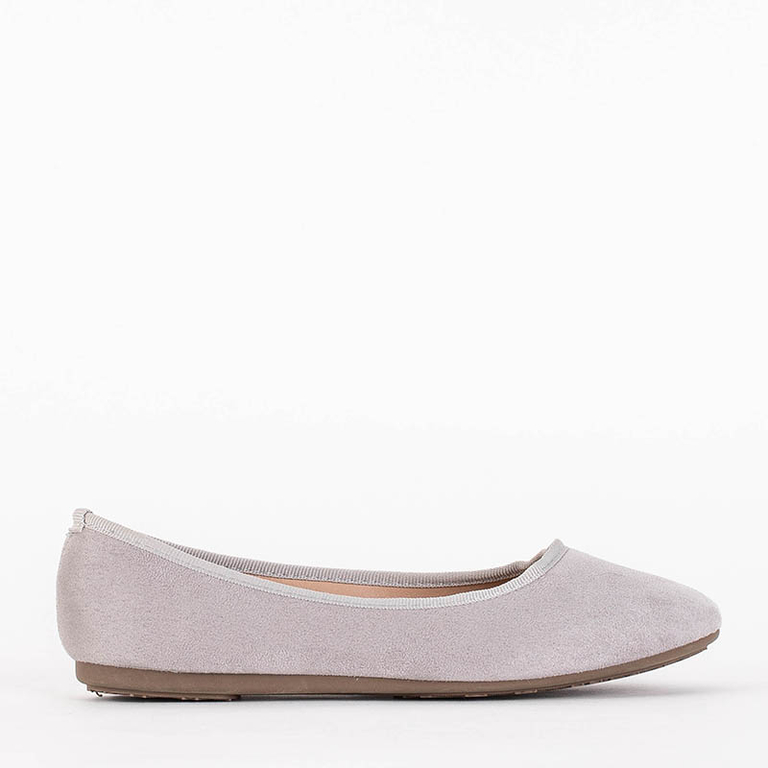 Světle šedé dámské baleríny z ekologického semiše Tizika - Obuv