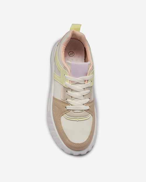 Жіночі повсякденні спортивні туфлі з екошкіри білого кольору з різнокольоровими вставками Netiris - Взуття