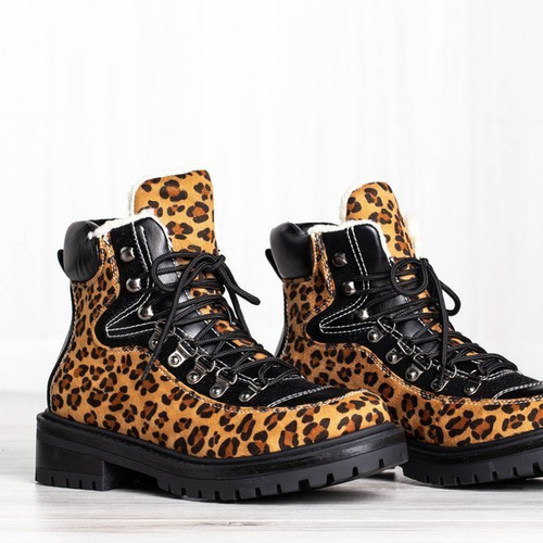 Чоботи з леопардовим принтом, утеплені дублянкою Дорі - Взуття