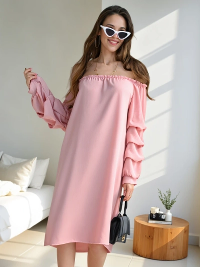 Royalfashion Гладке жіноче плаття у іспанському стилі з воланами