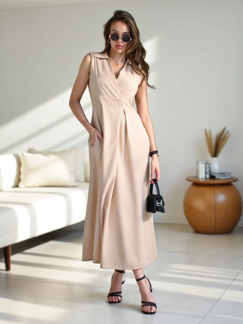 Royalfashion Жіноча безрукавна сукня з облягаючим декольте Bizness