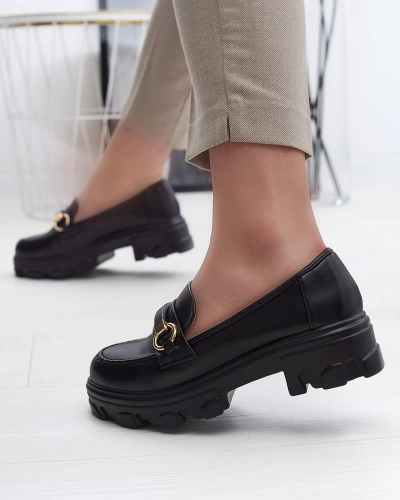 Чорні жіночі повсякденні мокасини на суцільній підошві Kelena - Взуття