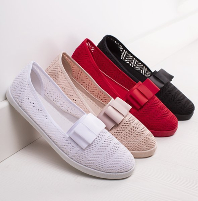 Білі ажурні мокасини з бантиком Nadin - Взуття