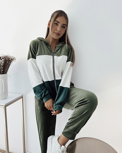 Жіночий смугастий світшот Royalfashion темно-зеленого кольору