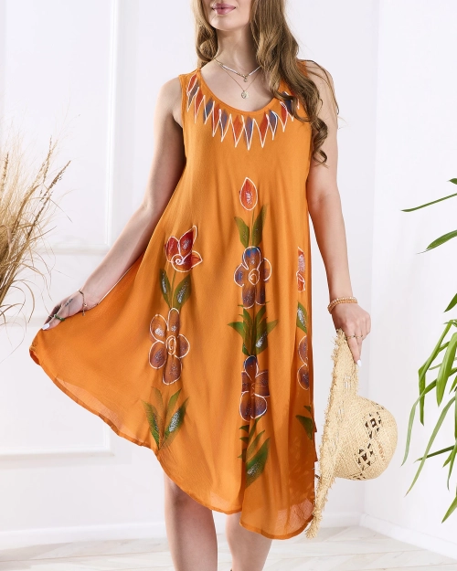 Помаранчеве жіноче візерункове покривало на ліжко з принтом - Одяг