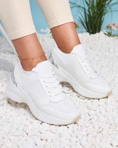 Білі жіночі кросівки спортивні на підборах Ezetta- Footwear