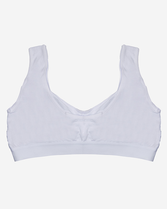 Bílá dámská sportovní podprsenka s krajkou- Spodní prádlo