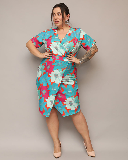 Жіноча сукня з квіткової тканини Royalfashion PLUS SIZE