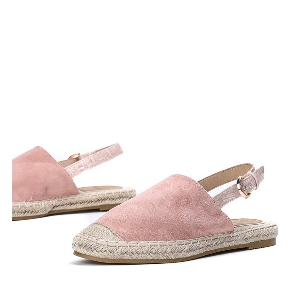Růžové ekologické semišové espadrilky s otevřenou patou Daisy - Obuv
