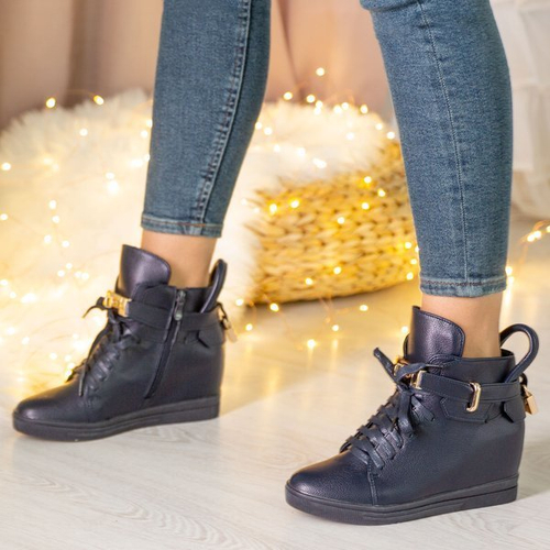 Темно-сині кросівки на внутрішньому танкетці Sinnea - Взуття