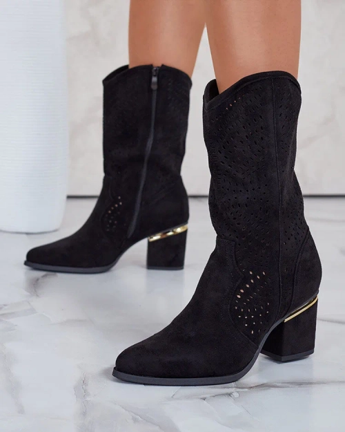 Royalfashion Ажурні чоботи на низькій шпильці Hewir
