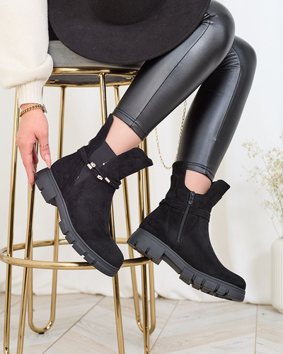 Royalfashion Černé dámské kozačky s ozdobným páskem Dafflo