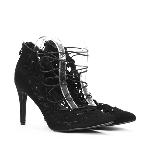 Czarne czółenka z paskami - Obuwie