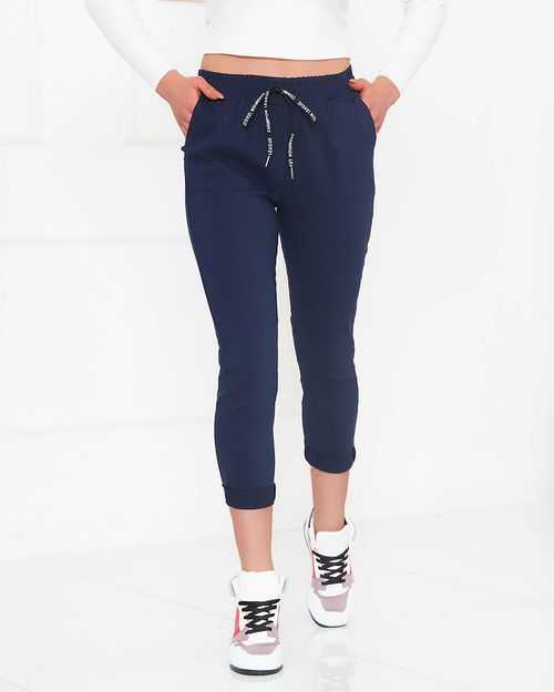 Жіночі тканинні штани темно-синього кольору - Одяг