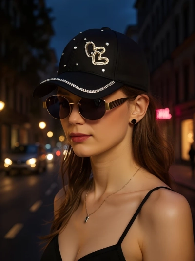 Royalfashion čepice s kamínky Heart Spark