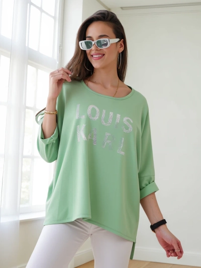 Royalfashion Жіноча блуза з віскози з написами з стразів