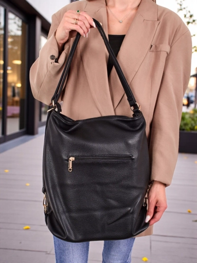 Taška-batoh Athena Nero Roma - velký shopper kožený A4, elegance a funkce