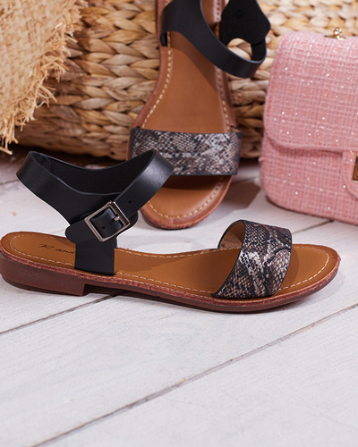 Dámské sandály s černým embosováním Xetera - Boty