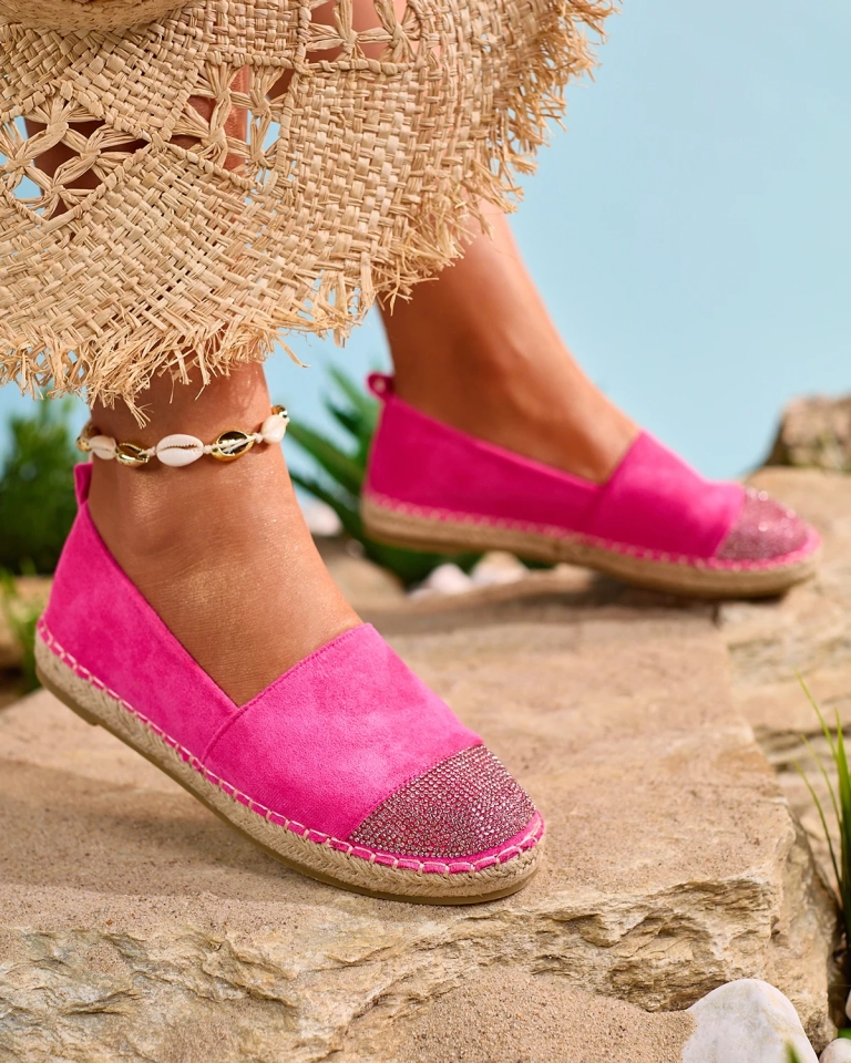 Royalfashion Neonově růžové dámské espadrilky se zirkony Iterica