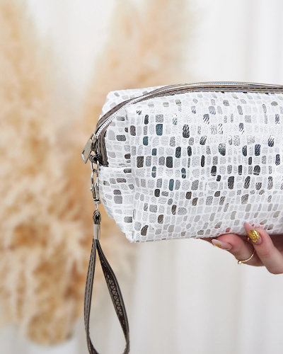 Royalfashion Візерунчаста глянцева жіноча косметичка білого кольору