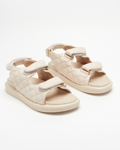 Dámské béžové prošívané sandály Acuq - Footwear