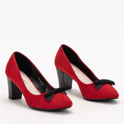 OUTLET Червоні жіночі туфлі на стовпі з бантом Minolsi - Туфлі