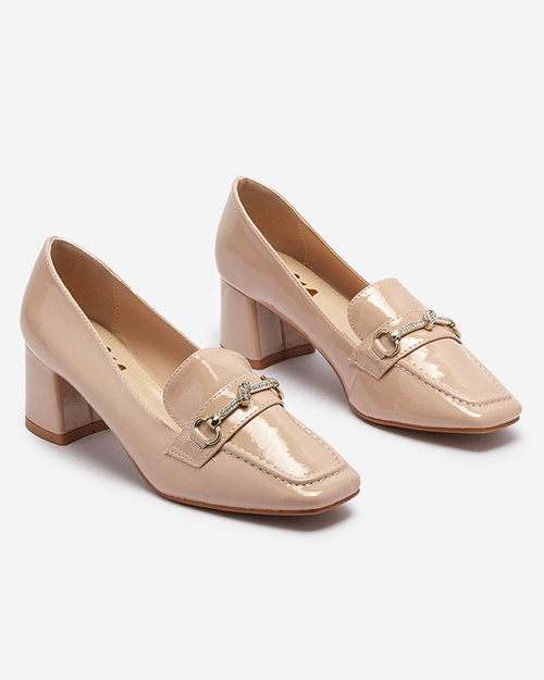 Лаковані жіночі туфлі-мокасини кольору nude Welmok- Взуття