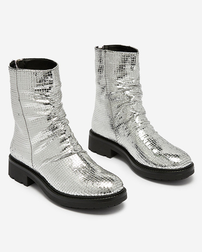 OUTLET Сріблясті жіночі черевики з тисненням Ahhy- Footwear