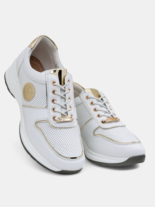 Жіночі снікерси на танкетці Calista Athena білі екошкіра