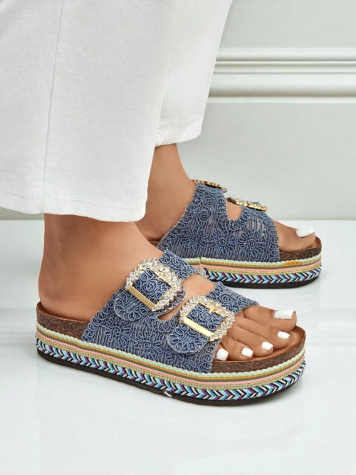 Royalfashion Жіночі сандалі з пряжками зі стразами GlamCork