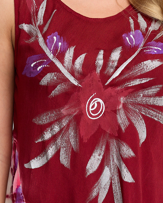 Dámská kaštanově hnědá vzorovaná pelerína s květovanými šaty - Oblečení