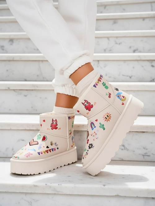 Короткі жіночі сніжні чоботи Royalfashion зі стікерами Hanaga