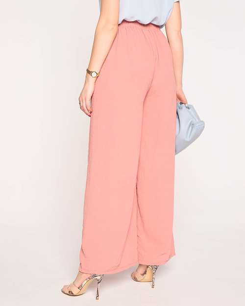 Широкі жіночі рожеві штани палаццо - Одяг