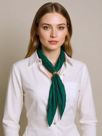Apollonia Verde – Zelená Plisovaná Apaszka z Polyesteru Dámská Eleganza